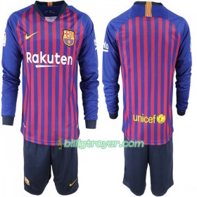 Billige Fotballdrakter FC Barcelona Barn Hjemmedraktsett 2018/19 Langermet